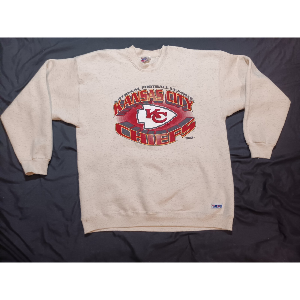 Trench USA Vintage Kansas City Chiefs 80s 90s Off White Crewneck Sweatshirt XL